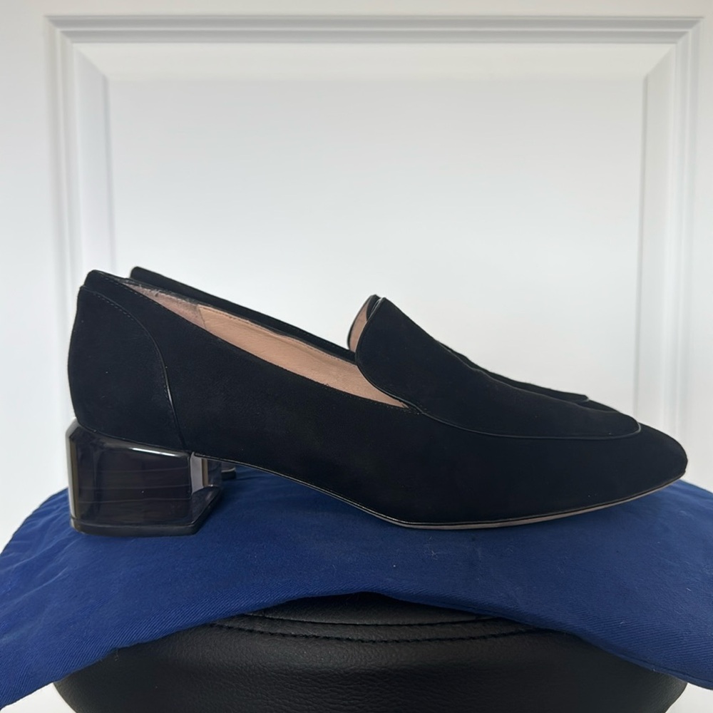 Stuart Weitzman Carmella Lucite Block Heel Suede … - image 1